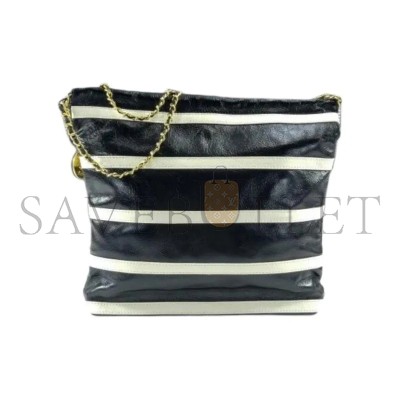 CHANEL 22 SHINY CALFSKIN STRIPED AS3260 (42*39*8cm)
