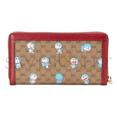 GUCCI DORAEMON COLLABORATION CANVAS WITH LEATHER LONG ZIP CLOSURE WALLET ‎6477872TUBG8580 (19*10.5*2cm)