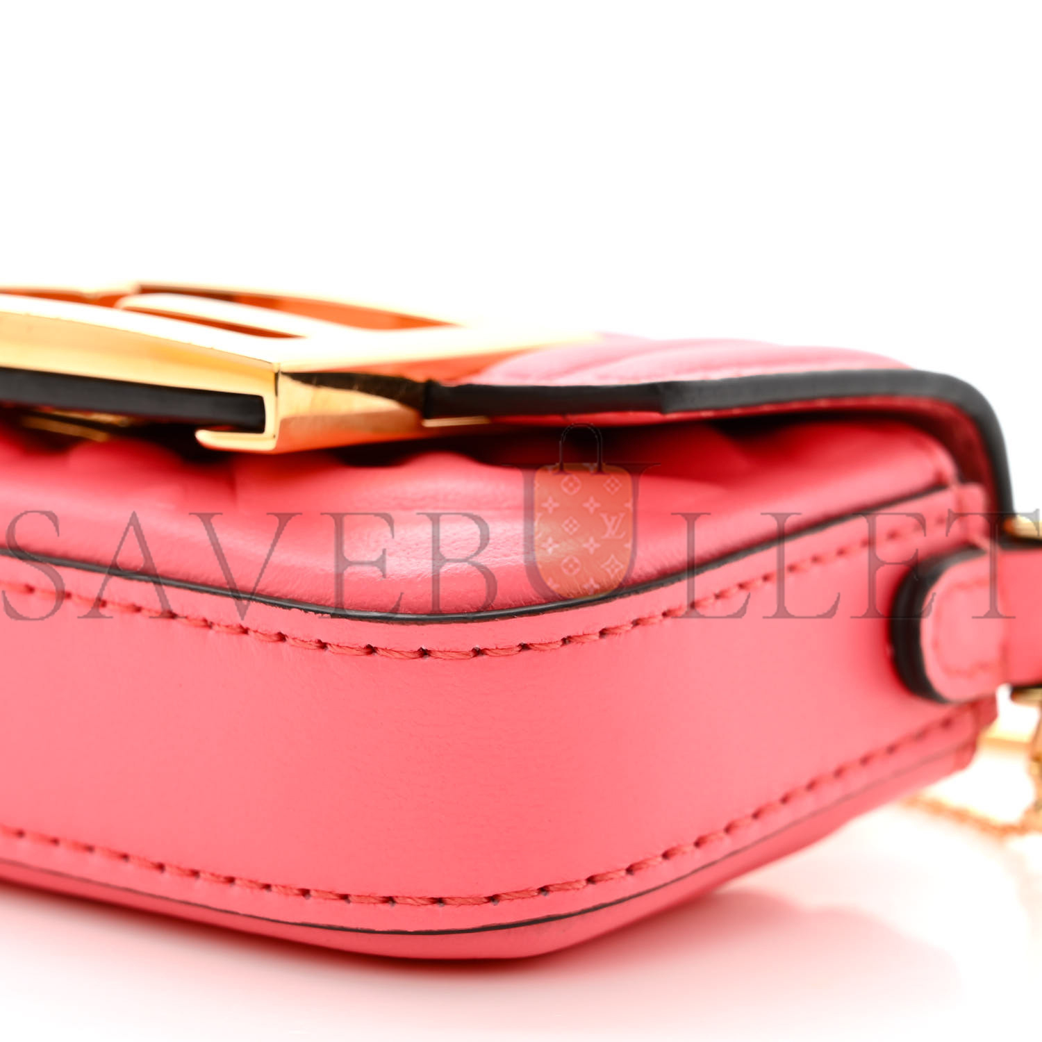 FENDI NAPPA MATISSE FF EMBOSSED NANO MAXI BUCKLE BAGUETTE CHARM PINK DALIA (11*7*3cm)