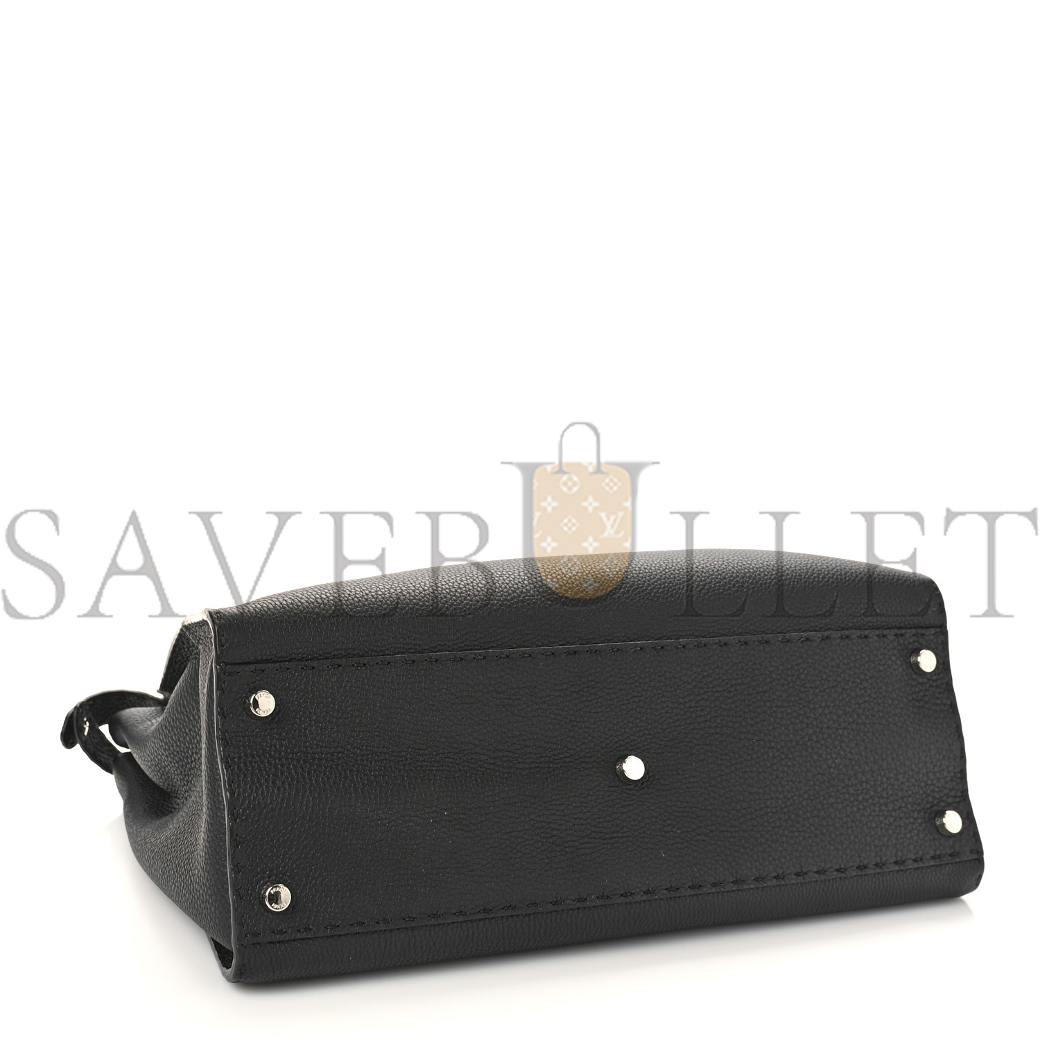 FENDI CUOIO ROMANO SELLERIA BI-COLOR LARGE PEEKABOO ICONIC SATCHEL BLACK MOU (15.5*12*7cm)