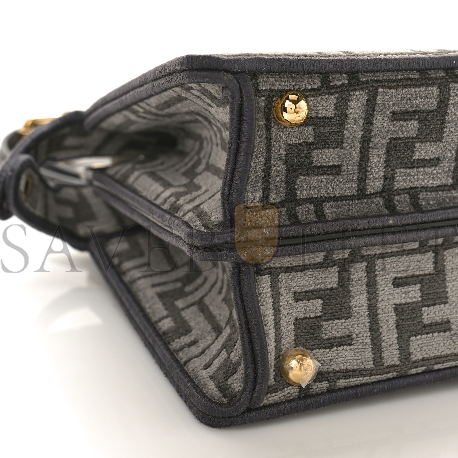 FENDI CHENILLE VITELLO SETA FF SMALL PEEKABOO I SEE U SATCHEL ANTHRACITE ASFALTO (27*20*13cm)