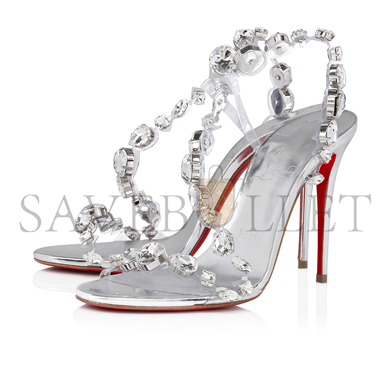 CHRISTIAN LOUBOUTIN ROSALIE JEWEL 100 MM SANDALS-TPU AND LAMINATED CALF LEATHER-CRYSTAL-WOMEN 1250147S338