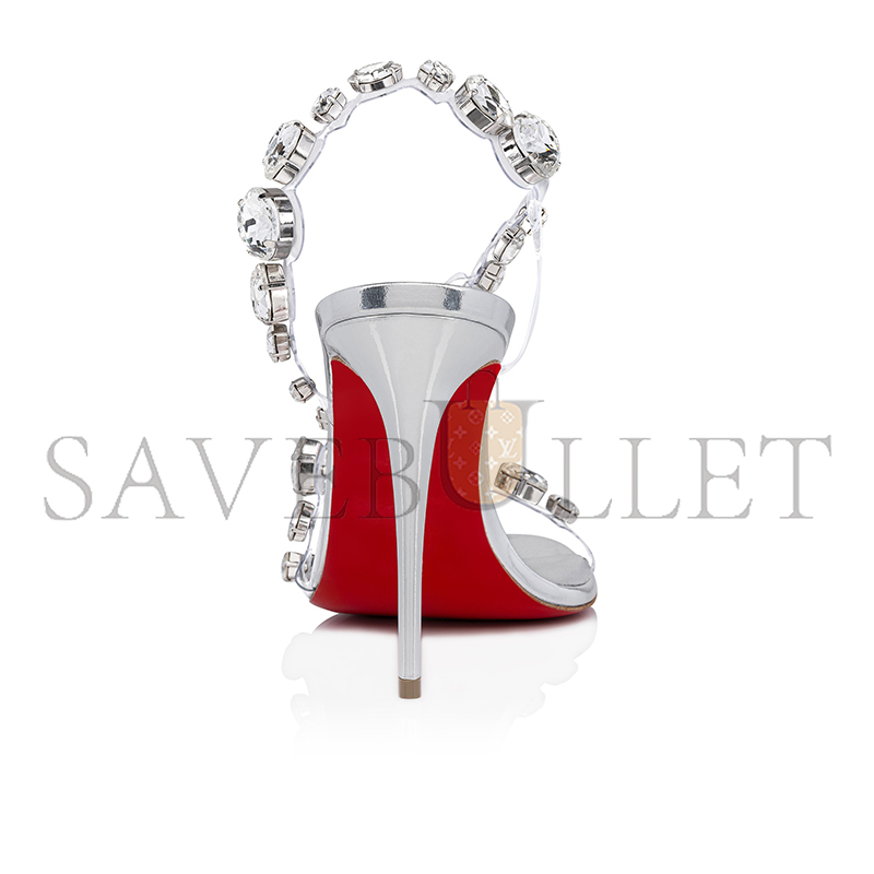 CHRISTIAN LOUBOUTIN ROSALIE JEWEL 100 MM SANDALS-TPU AND LAMINATED CALF LEATHER-CRYSTAL-WOMEN 1250147S338