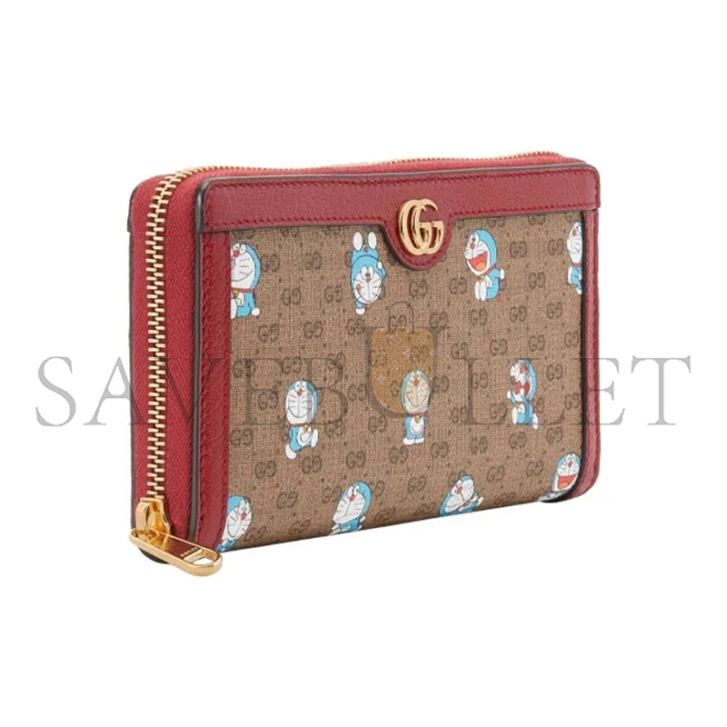 GUCCI DORAEMON COLLABORATION CANVAS WITH LEATHER LONG ZIP CLOSURE WALLET ‎6477872TUBG8580 (19*10.5*2cm)