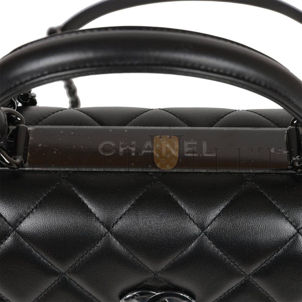 CHANEL LARGE TRENDY CC BAG SO BLACK LAMBSKIN BLACK HARDWARE (25*17*12cm)