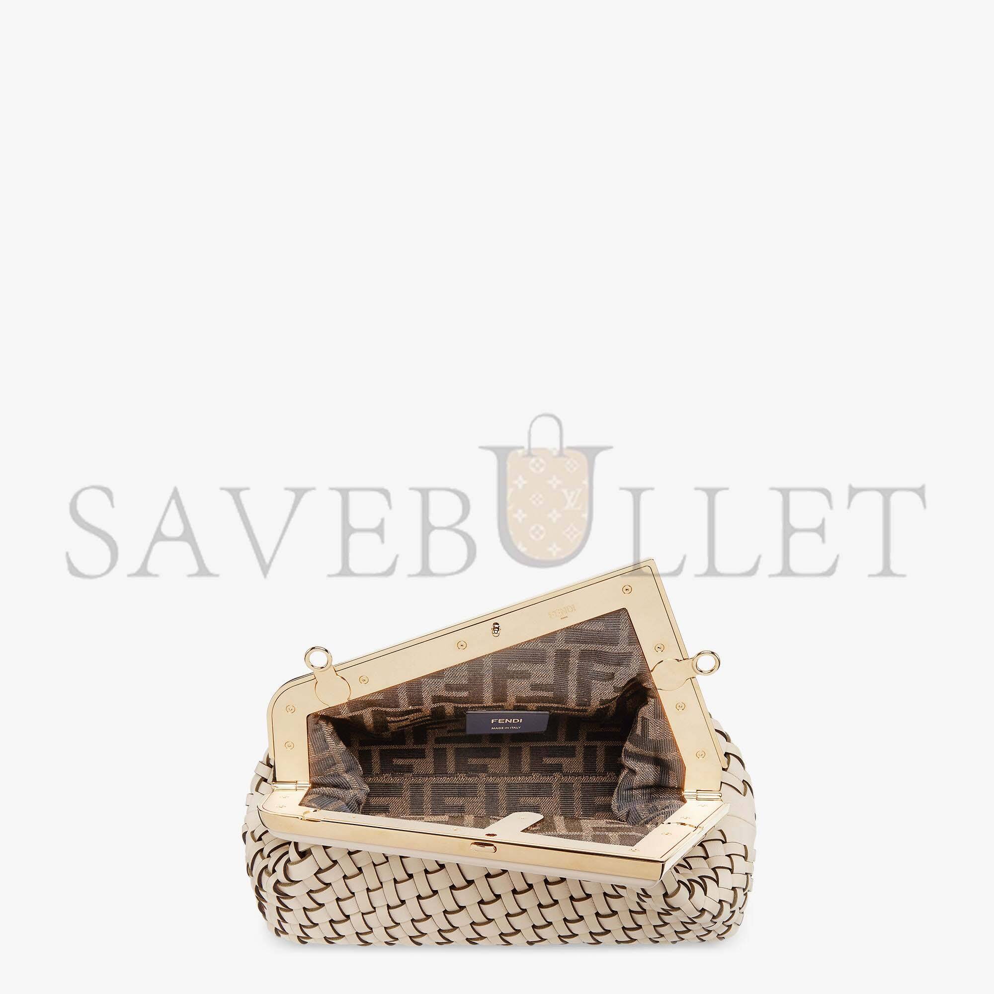 FENDI FIRST SMALL - BEIGE BRAIDED LEATHER BAG 8BP129ALOXF19PN (26*18*9.5cm)