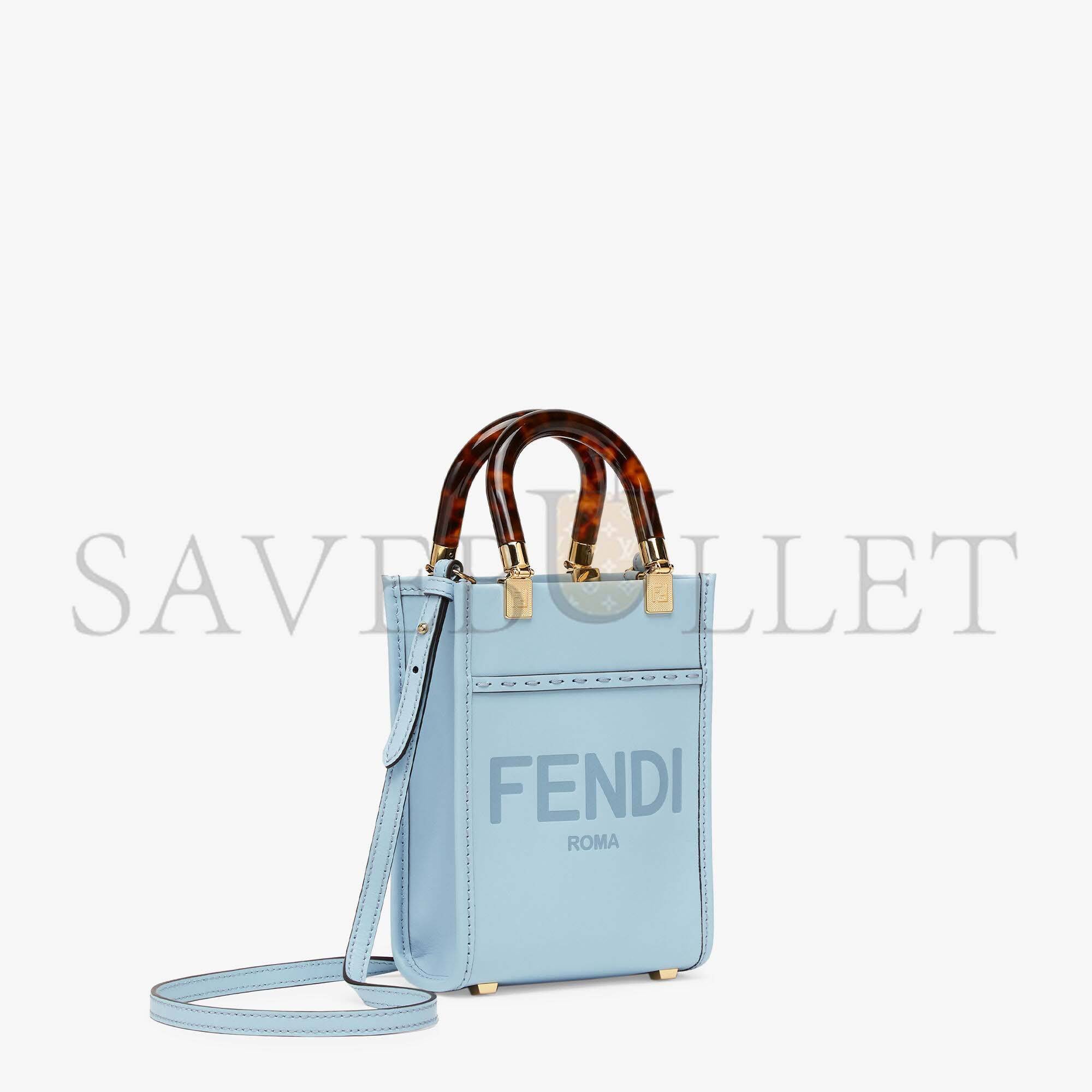 FENDI MINI SUNSHINE SHOPPER - LIGHT BLUE LEATHER MINI BAG 8BS051ABVLF1993 (18*13*6.5cm)