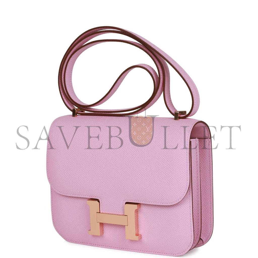 HERMES CONSTANCE 18 MAUVE SYLVESTRE EPSOM ROSE GOLD HARDWARE (18cm)