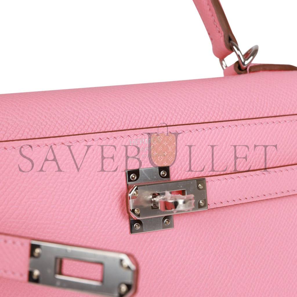 HERMES KELLY SELLIER 25 ROSE CONFETTI EPSOM PALLADIUM HARDWARE  (25*17*7cm)