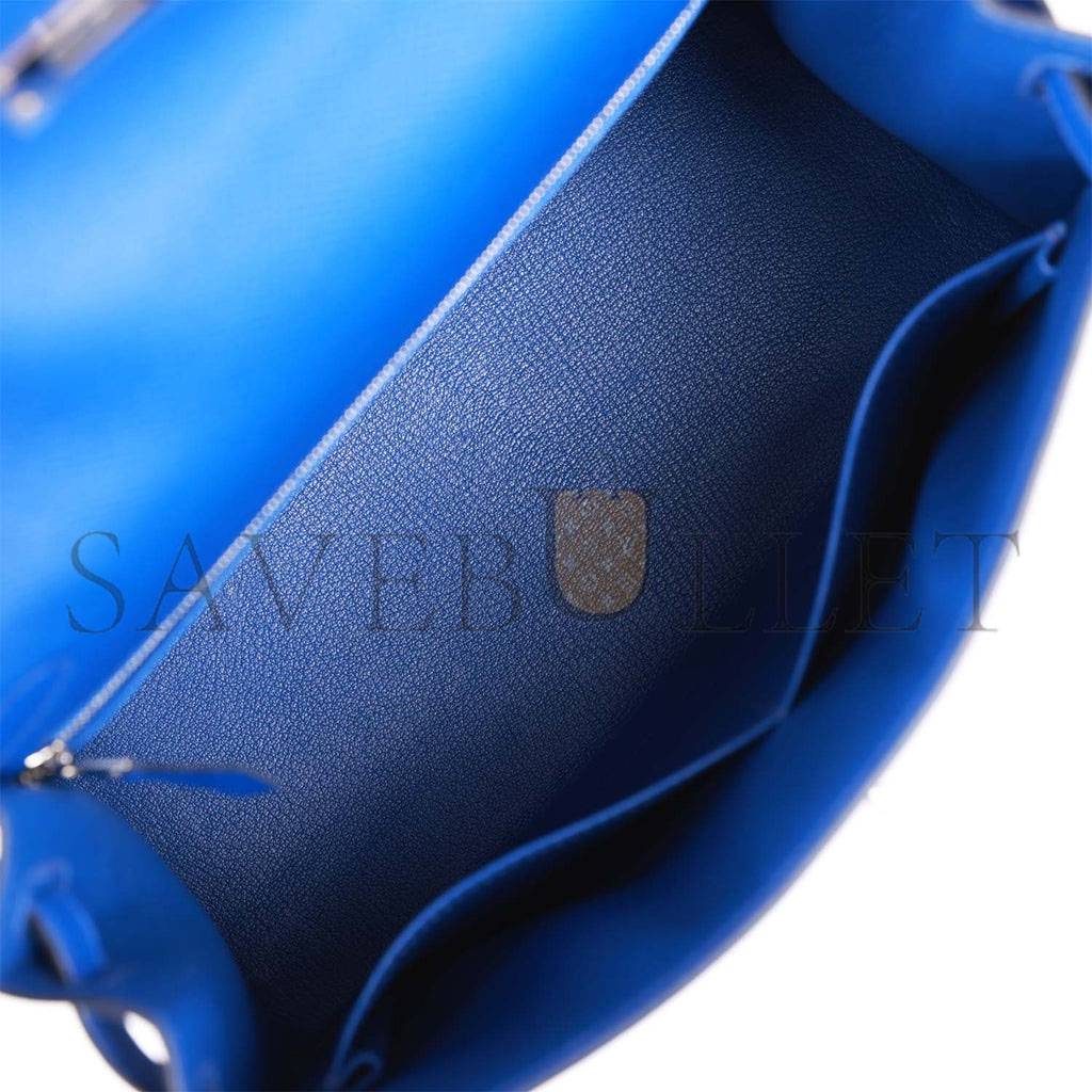 HERMES BLEU ROYAL EPSOM SELLIER KELLY 28CM PALLADIUM HARDWARE (28cm)