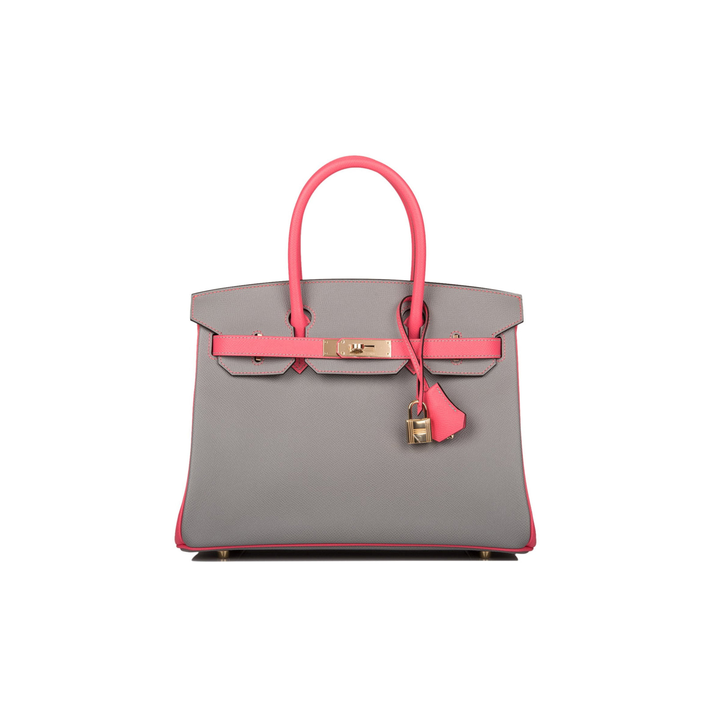 HERMES SPECIAL ORDER (HSS) BIRKIN 30 GRIS MOUETTE AND ROSE AZALEE EPSOM PERMABRASS HARDWARE( 30cm*22*16cm)