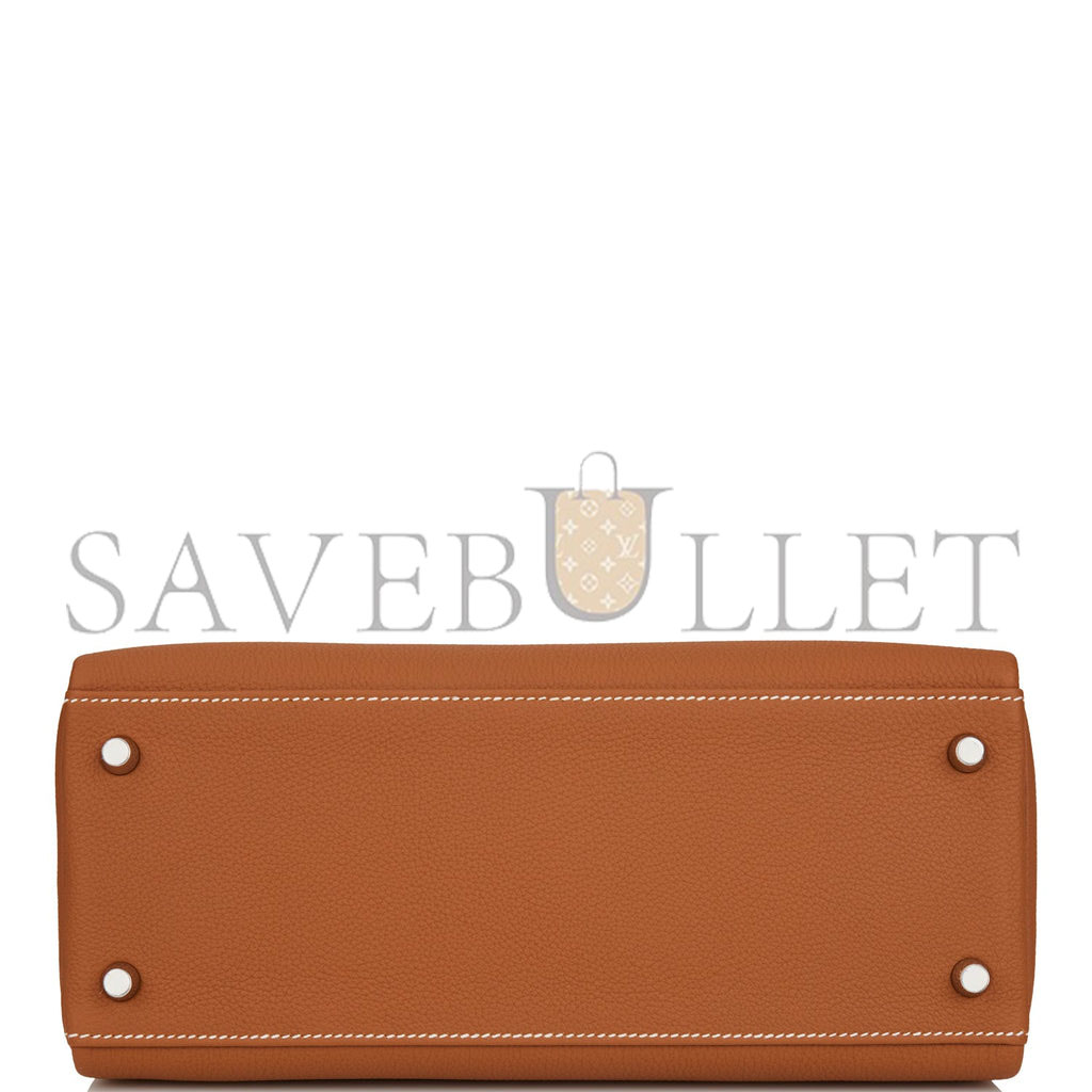 HERMES KELLY RETOURNE 28 GOLD TOGO PALLADIUM HARDWARE  (28*22*10cm)