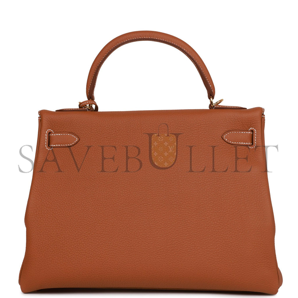 HERMES KELLY RETOURNE 32 GOLD TOGO GOLD HARDWARE  (32*23*10.5cm)