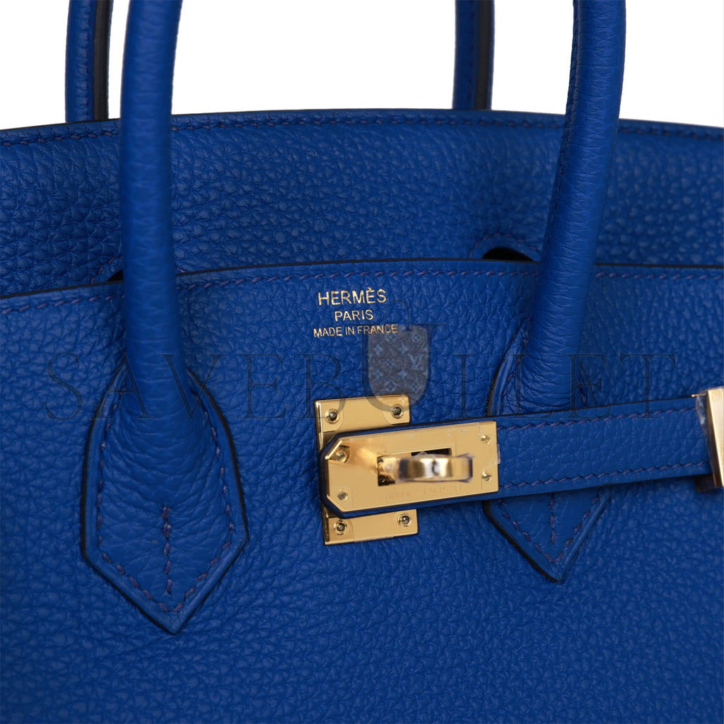 HERMES BIRKIN 25 BLEU ROYAL TOGO GOLD HARDWARE HANDMADE  (25cm)