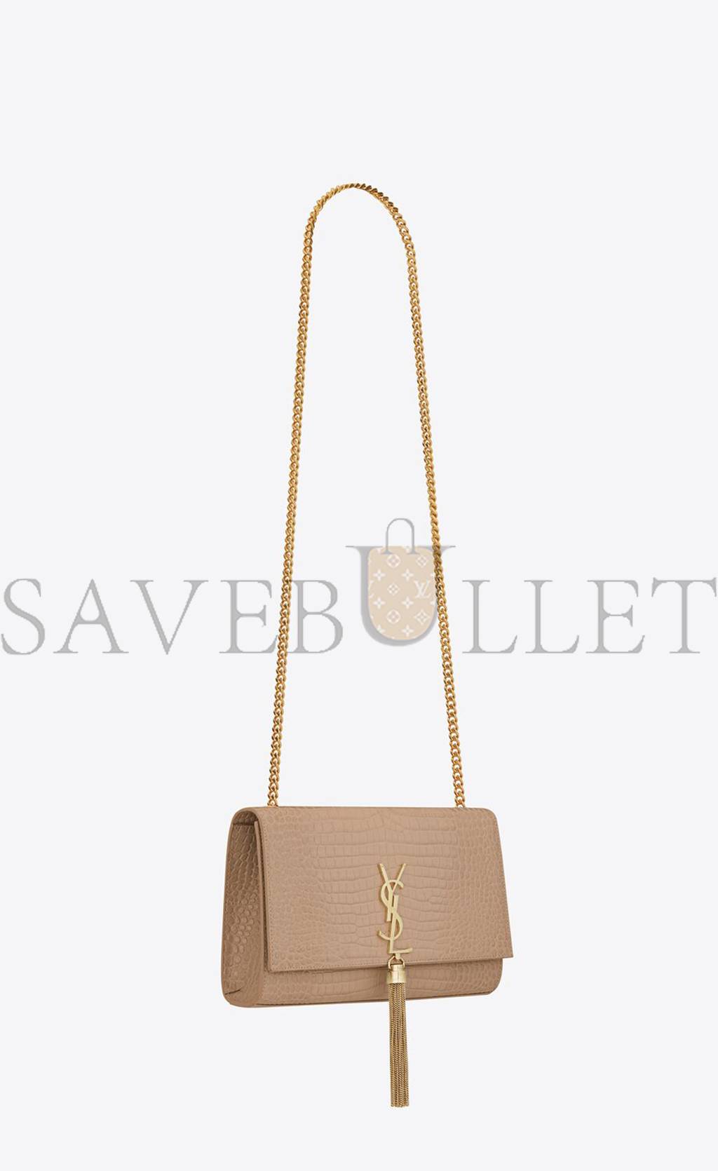 YSL KATE MEDIUM CHAIN BAG WITH TASSEL IN CROCODILE-EMBOSSED SHINY LEATHER 354119DND0J2721 (24*14.5*5.5cm)