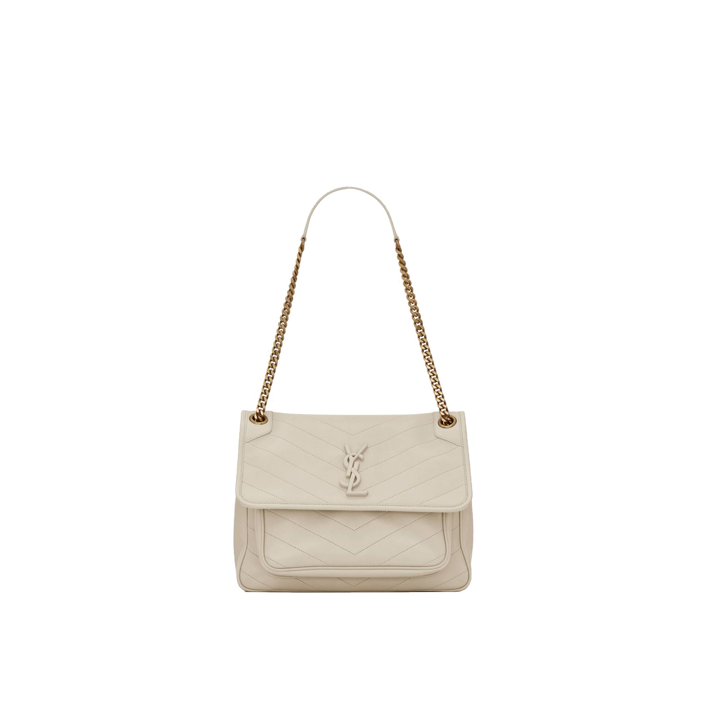 YSL NIKI MEDIUM CHAIN BAG IN RAFFIA AND LEATHER 6331581EL079207(28*20*8.5cm)