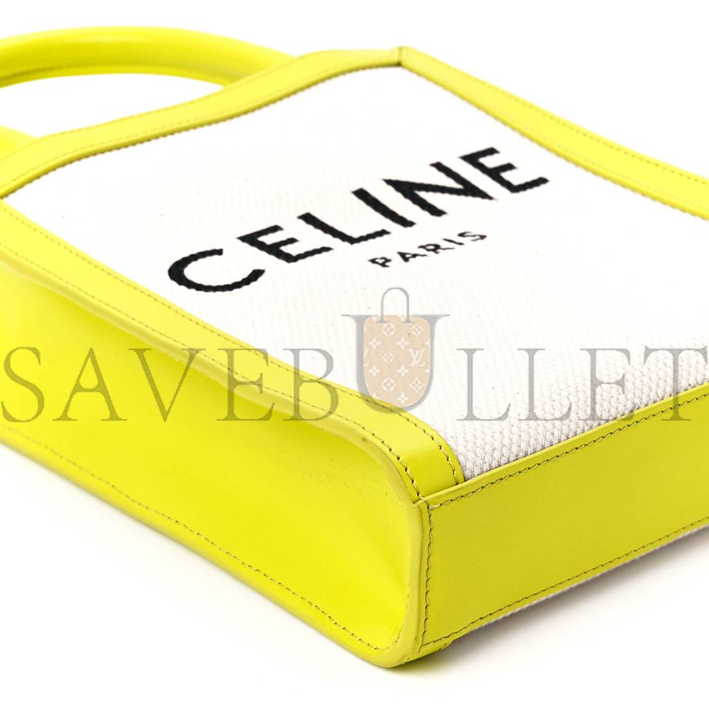 CELINE CANVAS CALFSKIN MINI VERTICAL CABAS NEON YELLOW (20*17*4cm)