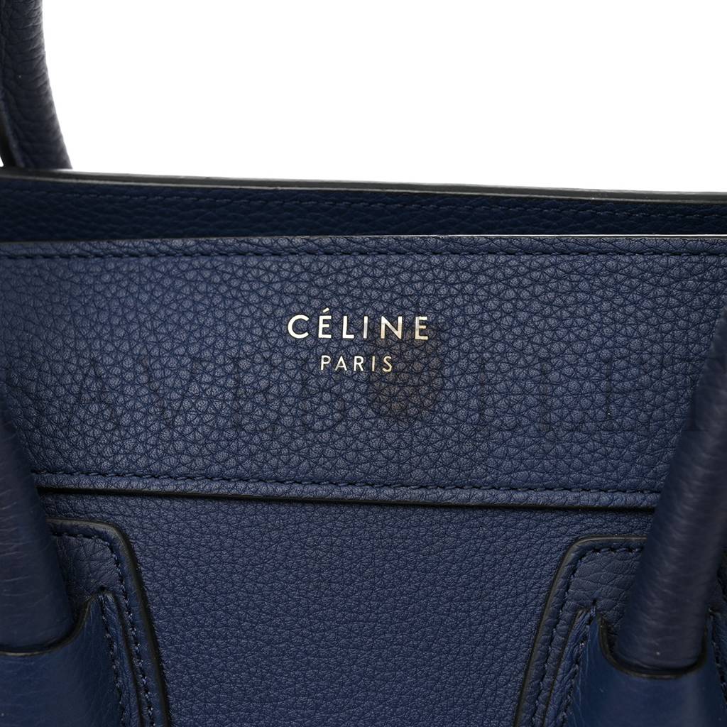 CELINE DRUMMED CALFSKIN MICRO LUGGAGE MARINE (26*25*13cm)