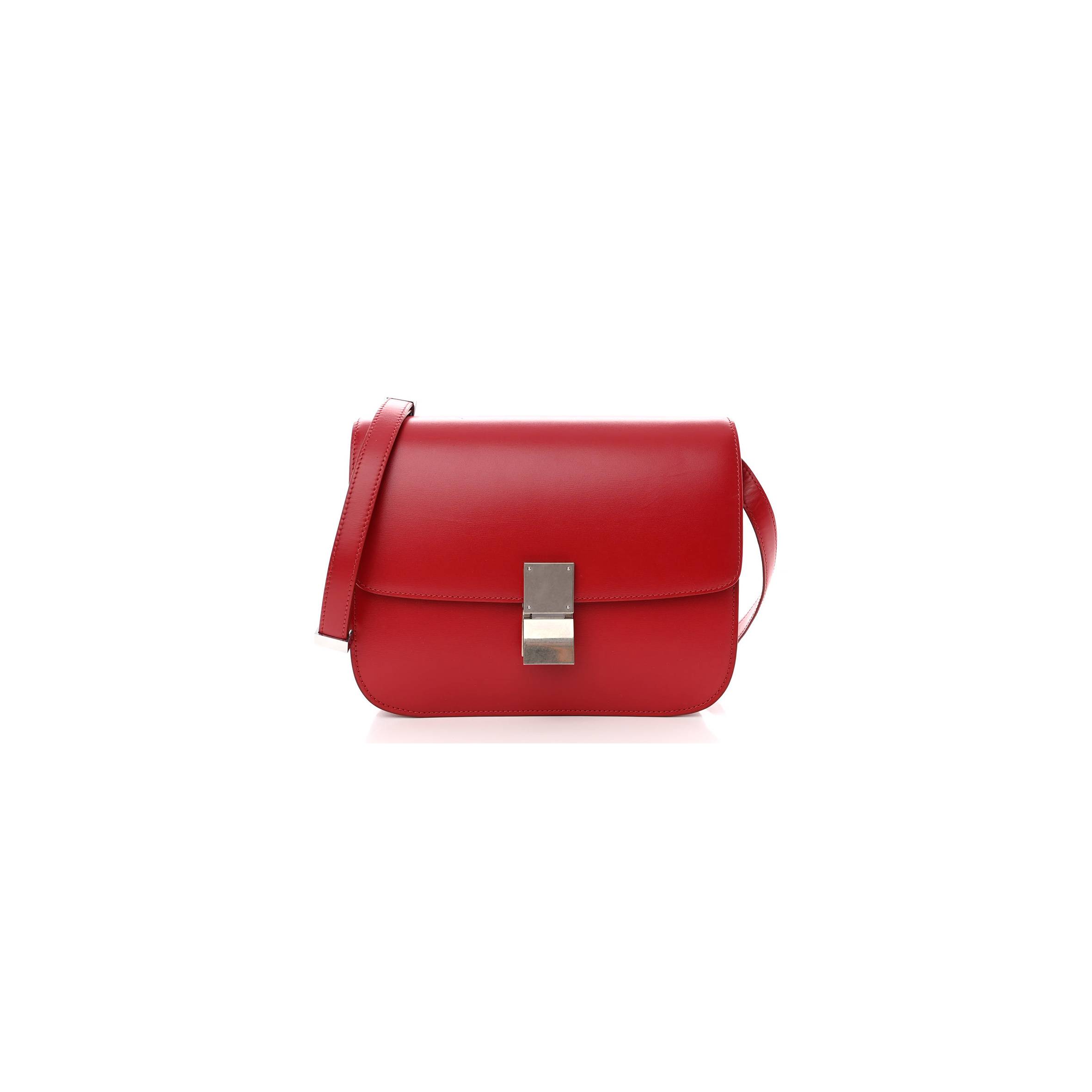 CELINE BOX CALFSKIN MEDIUM CLASSIC BOX FLAP BAG RED (23*18*6cm)