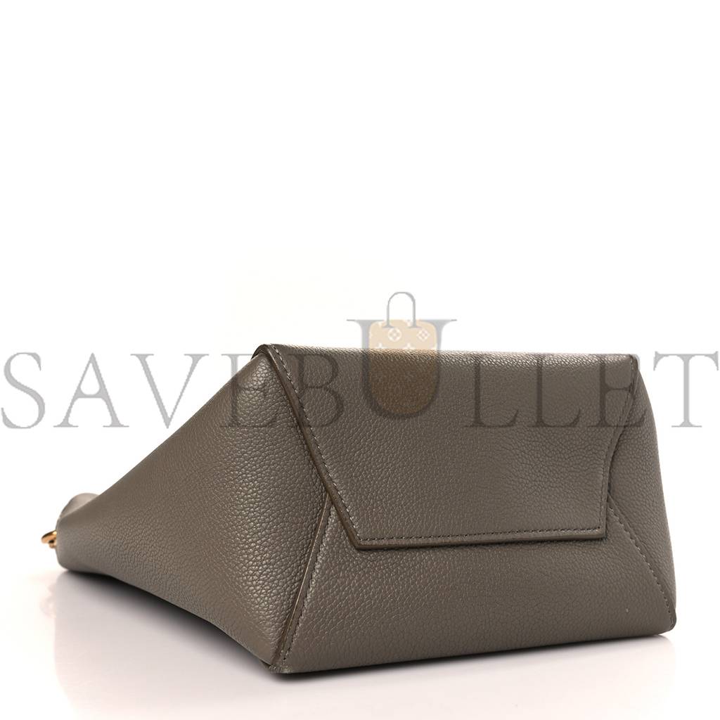 CELINE SOFT GRAINED CALFSKIN SMALL SANGLE BUCKET BAG TAUPE (25*18*12cm)