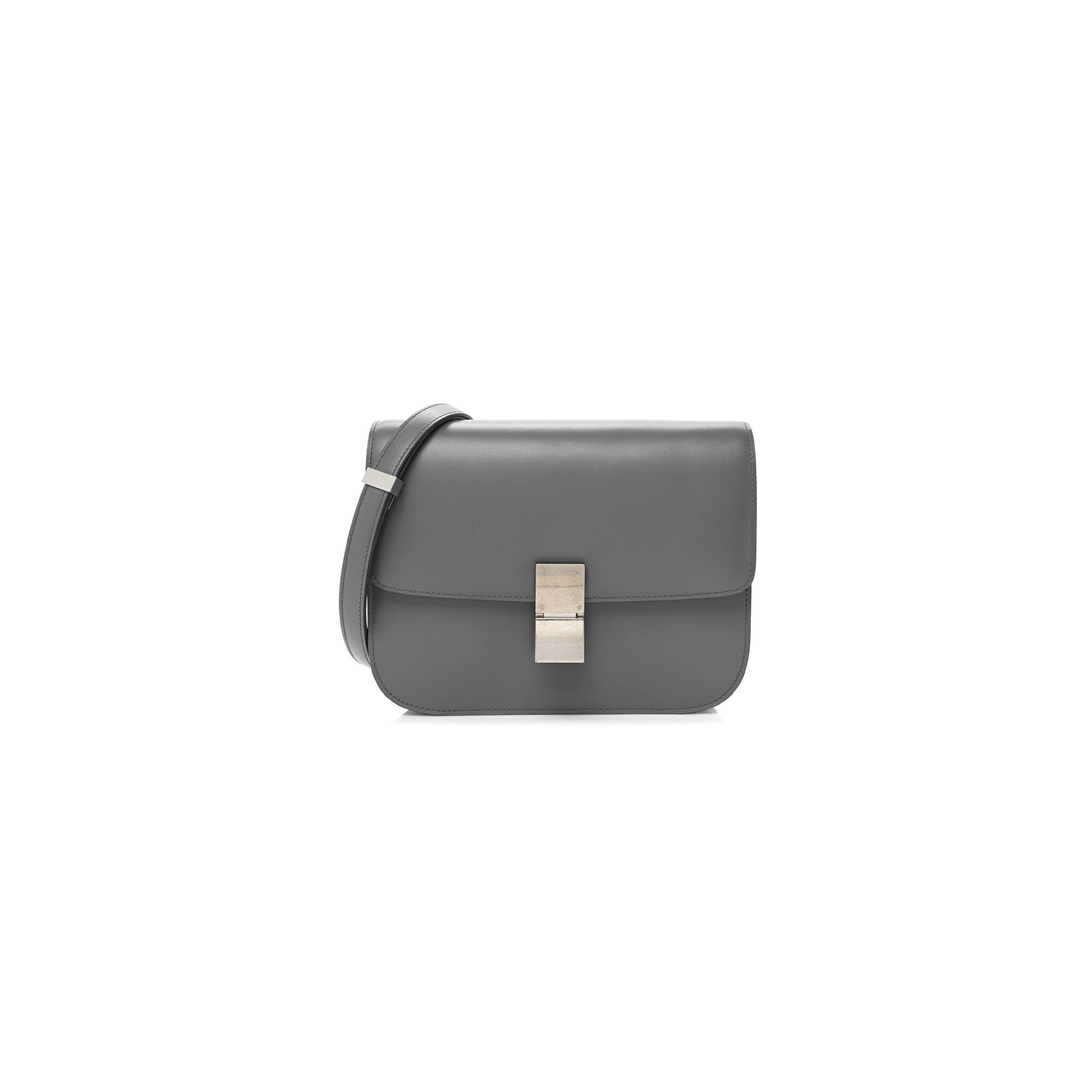 CELINE BOX CALFSKIN MEDIUM CLASSIC BOX FLAP BAG ZINC (23*18*6cm)