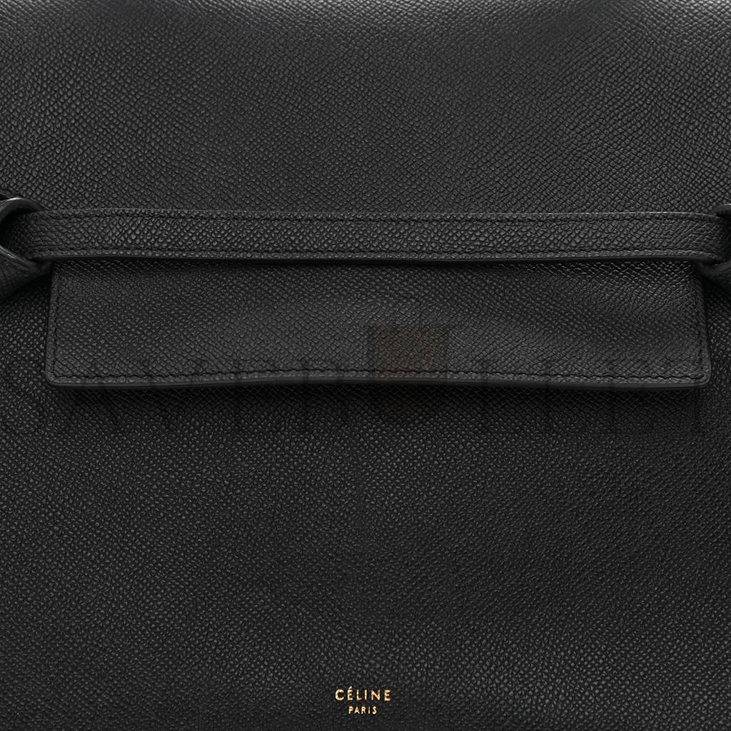 CELINE GRAINED CALFSKIN MINI BELT BAG BLACK (28*25*16cm)