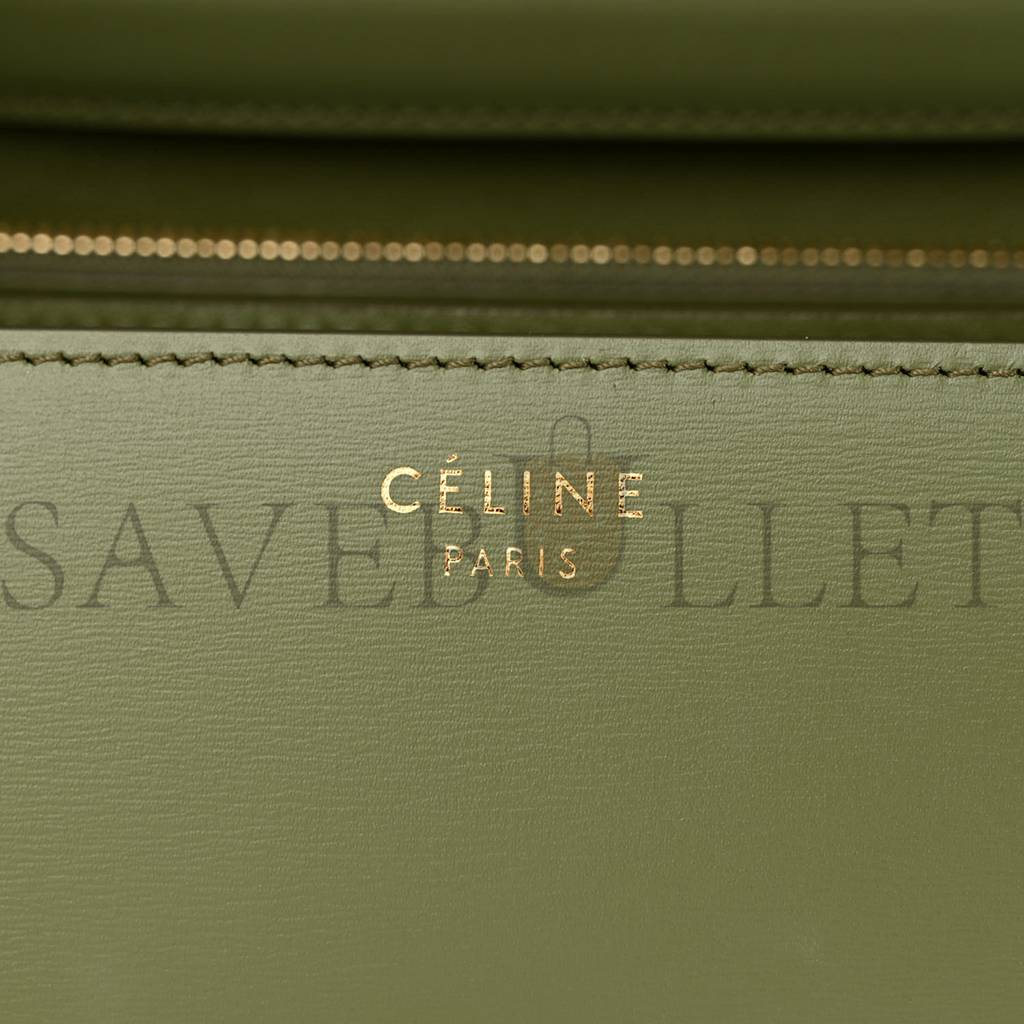 CELINE BOX CALFSKIN CLASSIC BOX MEDIUM FLAP BAG ARMY GREEN (23*18*6cm)