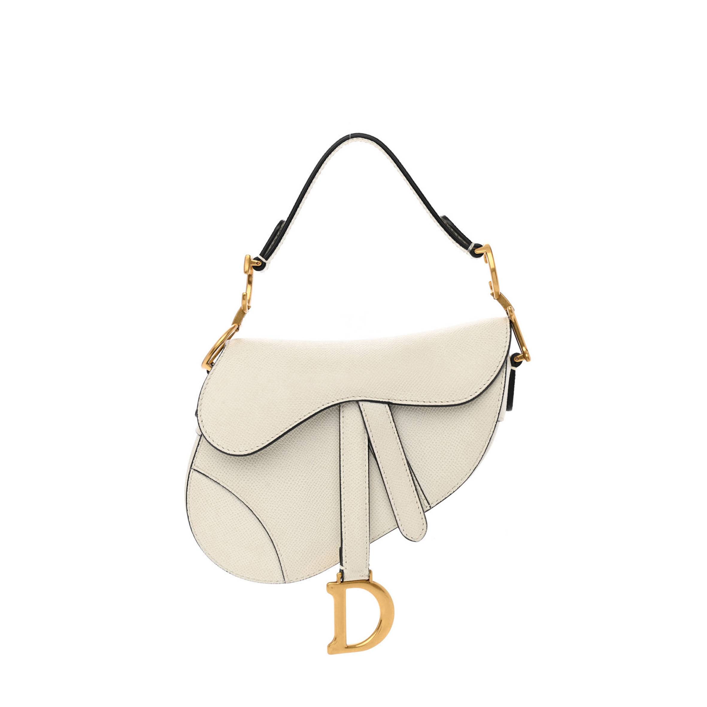 DIOR GRAINED CALFSKIN MINI SADDLE BAG WHITE (17*17*3.8cm)