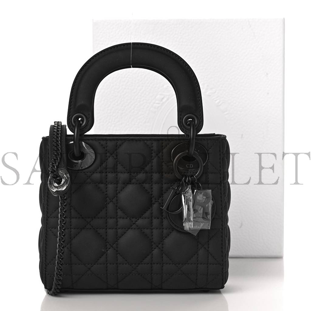 DIOR ULTRA MATTE CALFSKIN CANNAGE MINI LADY DIOR BLACK (17*15*7cm)