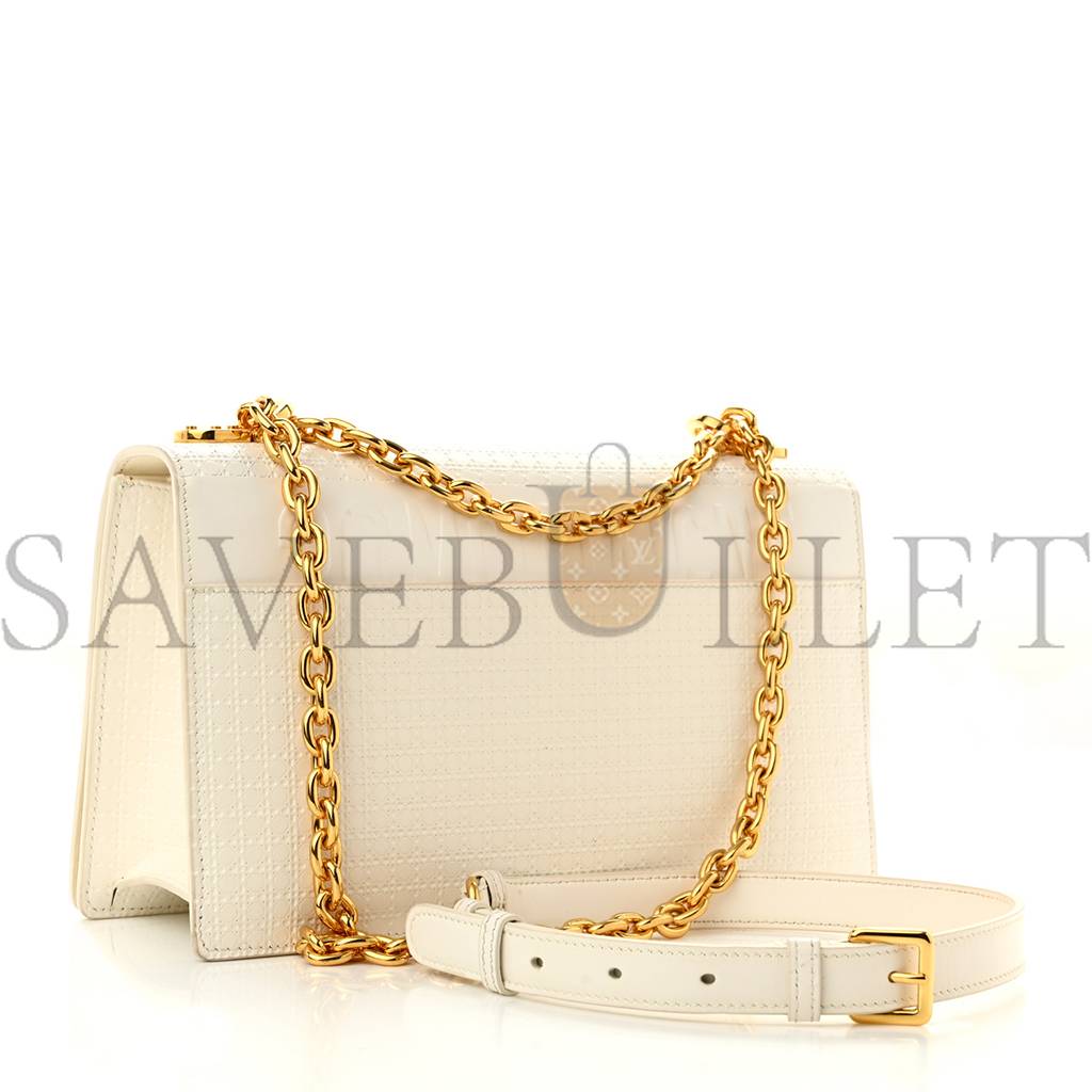 DIOR PATENT MICRO-CANNAGE 30 MONTAIGNE CHAIN FLAP BAG WHITE (25*15*8.3cm)