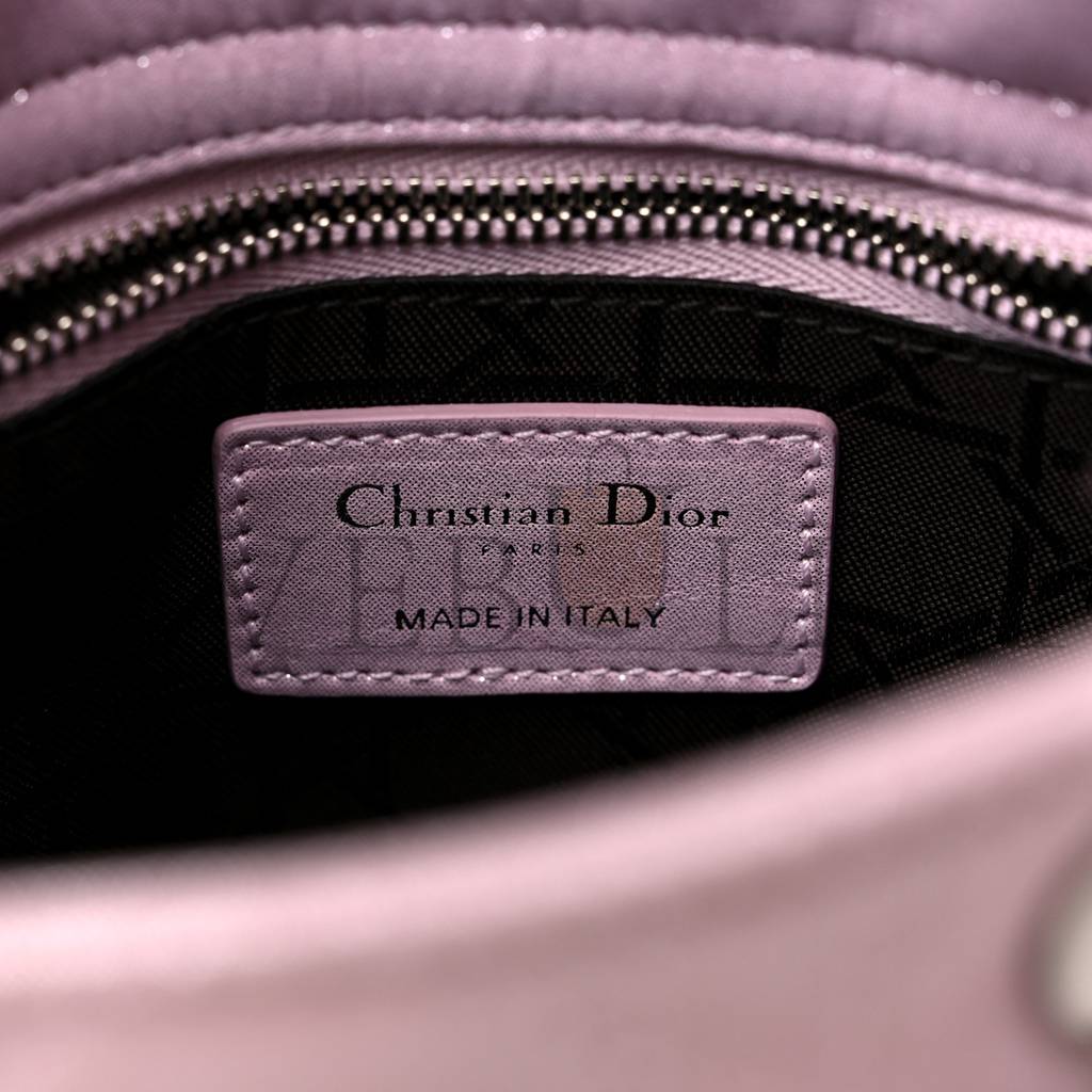 DIOR METALLIC LAMBSKIN CANNAGE MINI LADY DIOR LOTUS (17*15*7cm)