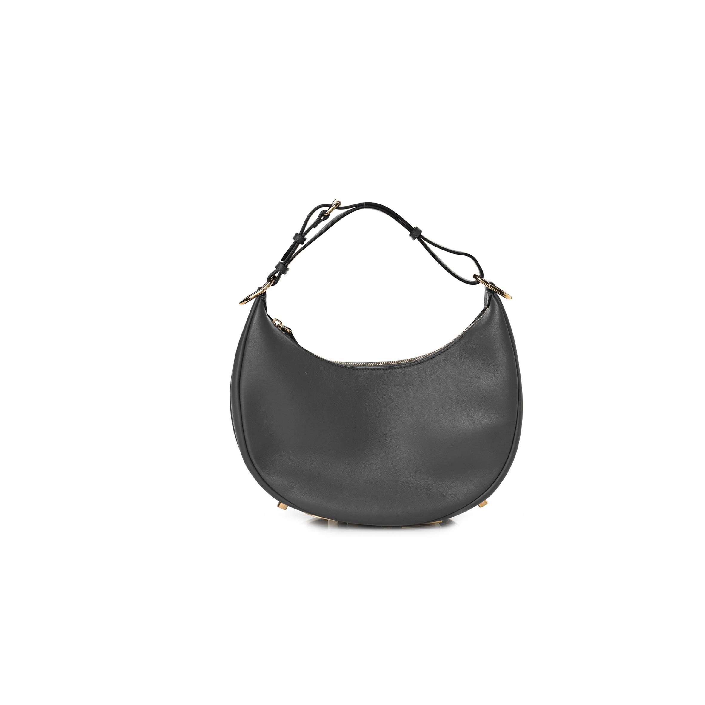 FENDI VITELLO GRACE MATTE SMALL FENDIGRAPHY HOBO BAG ANTHRACITE (27*17*9cm)