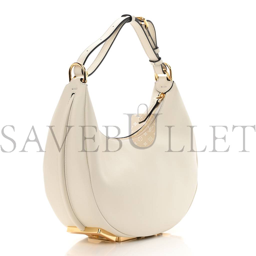 FENDI VITELLO GRACE MATTE SMALL FENDIGRAPHY HOBO BAG WHITE ICE (28*21*8cm)